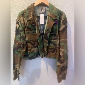 Josie Bruno Crop Jacket Mesh Sequin Open Back